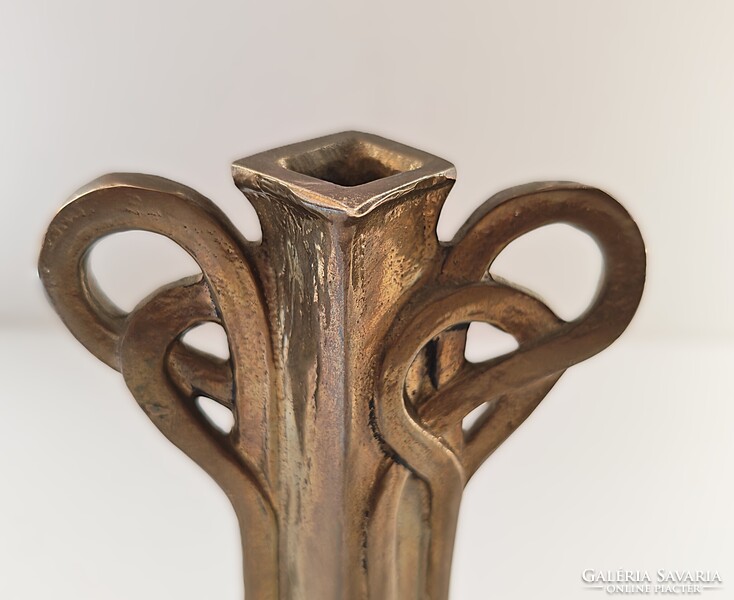 Antik német Jugendstil bronz kisváza – WMF / Kayserzinn stílus, kb. 1900–1910