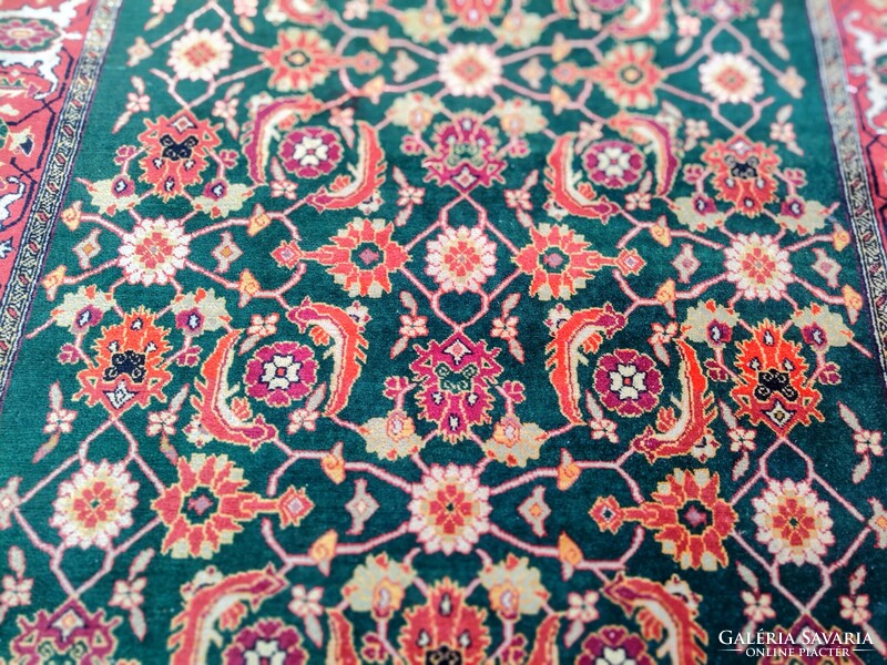 Nagyon ritka régi zöld színű Isfahan Perzsa szőnyeg ALKUDHATÓ