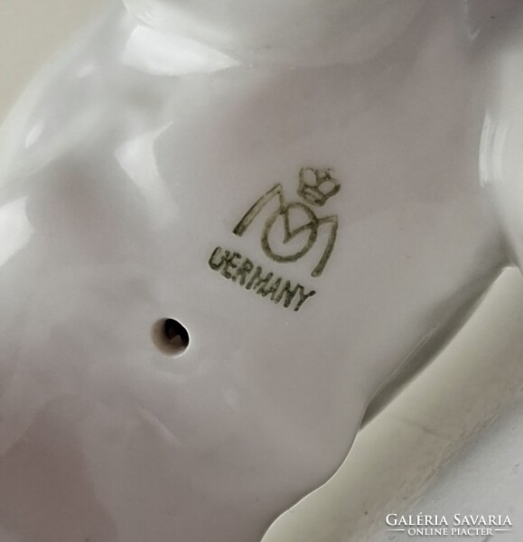 Vintage Metzler & Ortloff porcelán spániel kutya szobor