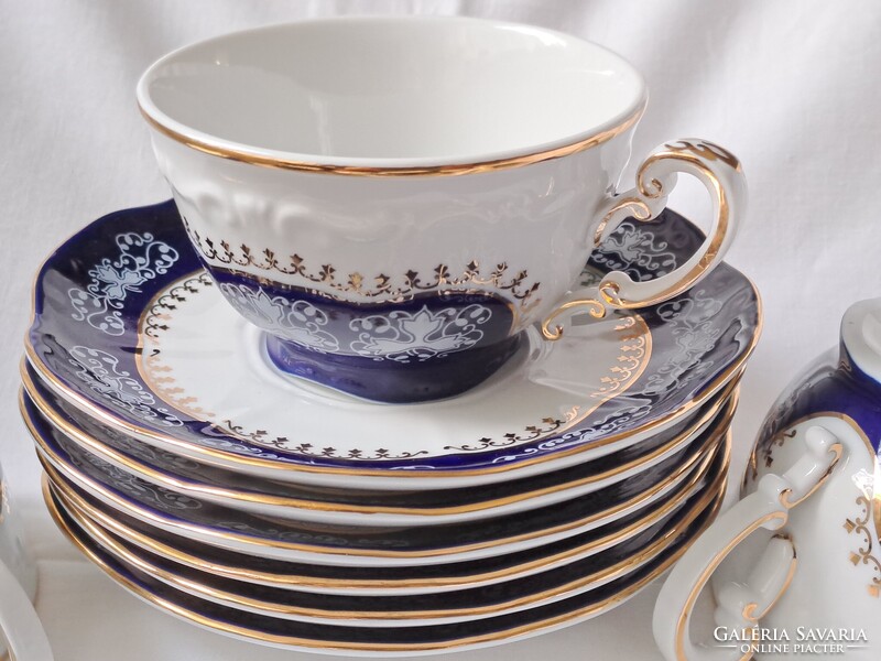 Új! Zsolnay Pompadour II mintás teás/cappuccinos/hosszú kávés csésze+alj.  ÁR / Szett