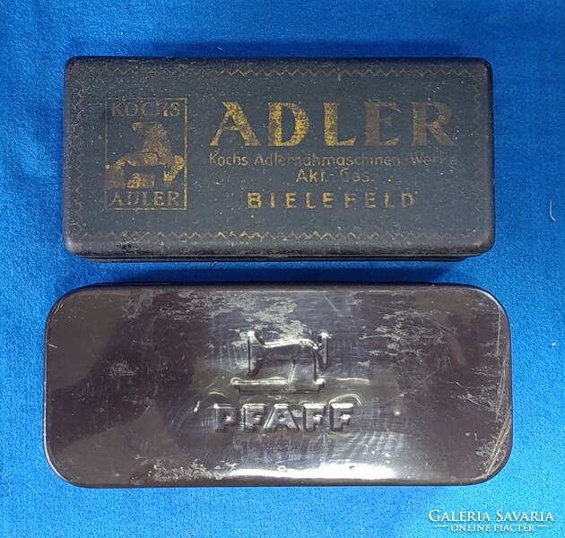 Vintage fém varrogép dobozok Adler Kochs Biefeld,Pfaff  1910-20 évek