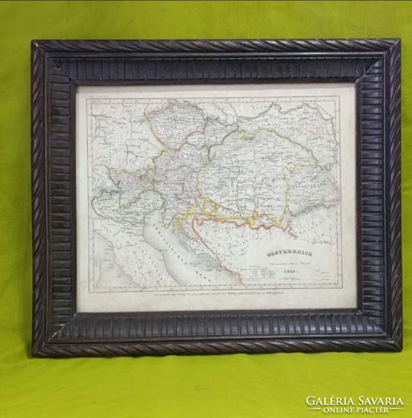 1849-es Meyer-féle Magyar Osztrák térképe , 1850 körül készült acélmetszett
