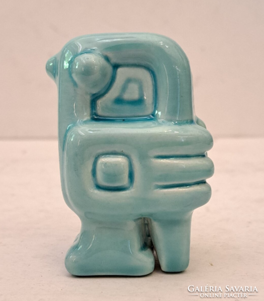 Zsolnay Nádor Judit alapmázas robot csibe, art deco alapmázas porcelán ritkaság, HIBÁTLAN ÁLLAPOT