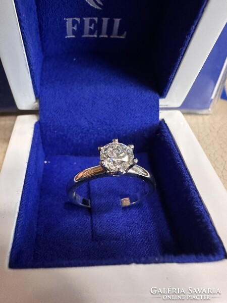1,00 ct HRD tanúsítványos természetes briliáns gyémánt gyűrű – 14K fehérarany – G/VVS2