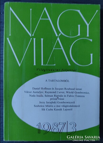Nagyvilág világirodalmi folyóirat, 1987 6 db