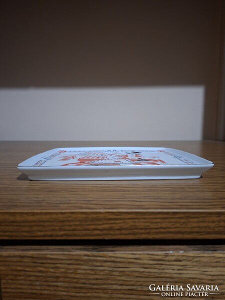 Hollóházi porcelán vadász jelenetes, lovas falidísz, falitányér. 19,6 cm. Hibátlan. Jelzett