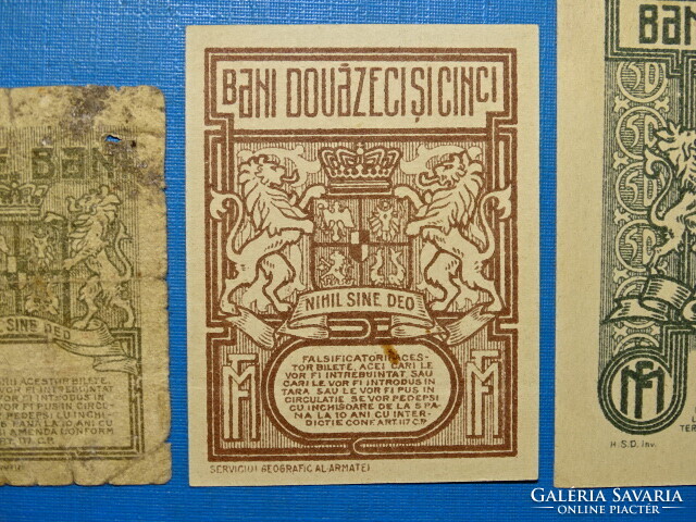 ROMÁNIA 10 + 25 + 50 BANI 1917 UNC -K IS !! RITKA !!! RRR !!!