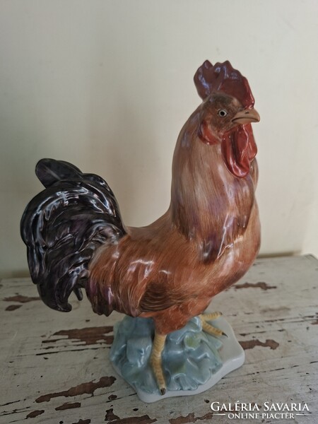 Hibátlan Herendi porcelán Kakas figura 25cm– Kézzel festett