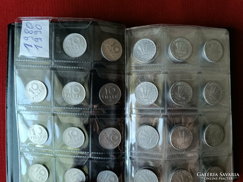 120 db retro magyar fillér 1980 - 89 gyűjtemény 10-20-50 filléresek érmetartó albumban egyben