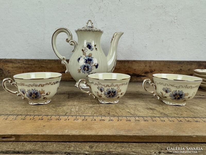 -AX678- Zsolnay búzavirág mintás porcelán teáskészlet kávéskészlet mokkáskészlet kancsó csésze szett
