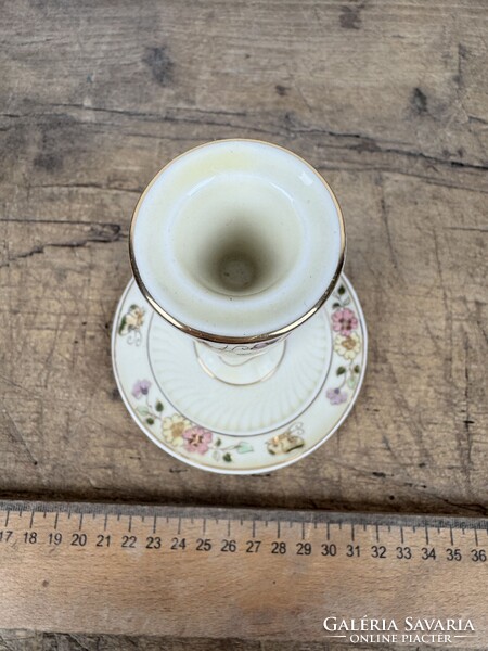 -AX682- Zsolnay pillangós porcelán gyertyatartó talpas asztali gyertya tartó kézzel festett