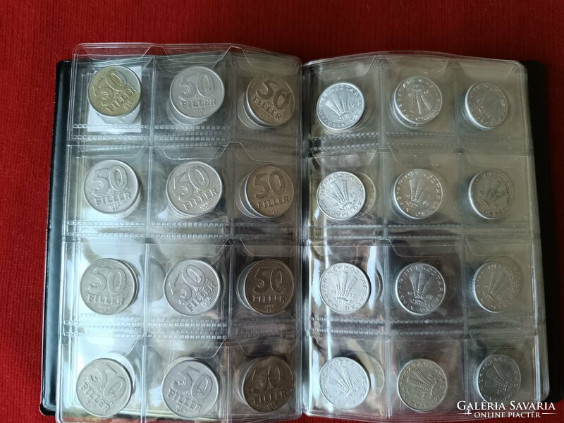 120 db retro magyar fillér 1980 - 89 gyűjtemény 10-20-50 filléresek érmetartó albumban egyben