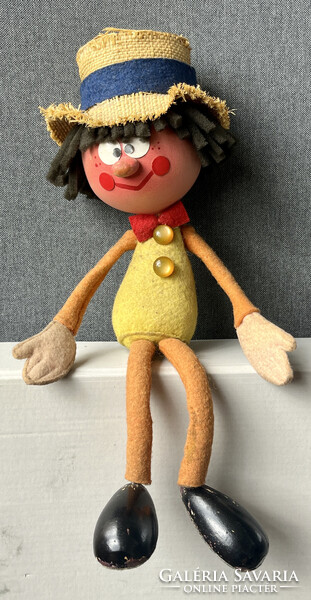 Foky Ottó szalmakalapos báb, 33 cm figura, eredeti , Foky báb.