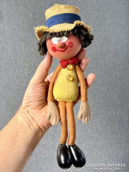 Foky Ottó szalmakalapos báb, 33 cm figura, eredeti , Foky báb.