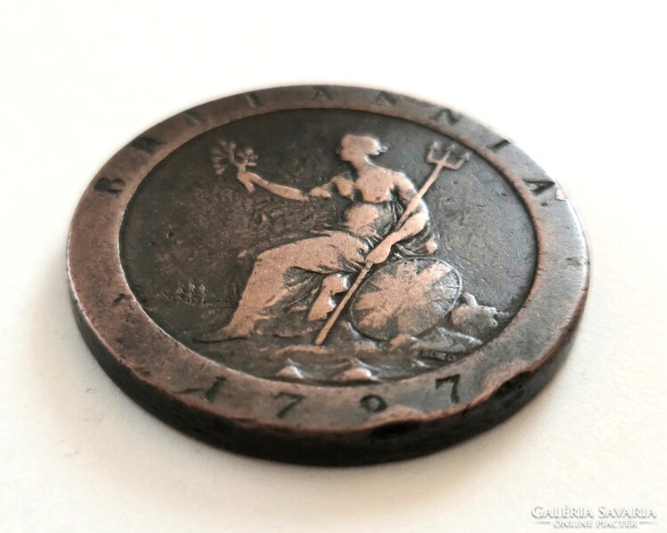 Ritka! Britannia III. György 1 Penny 1797.