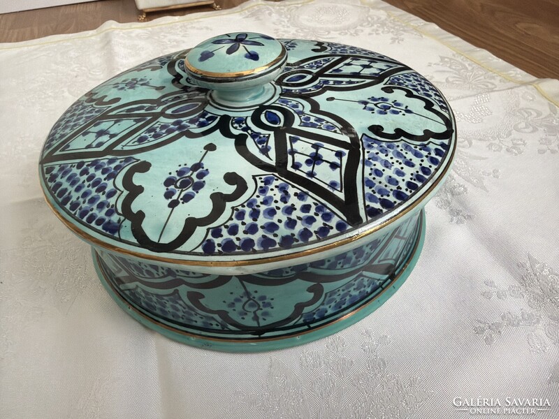 Beautiful hand-painted ceramic cookie container.
