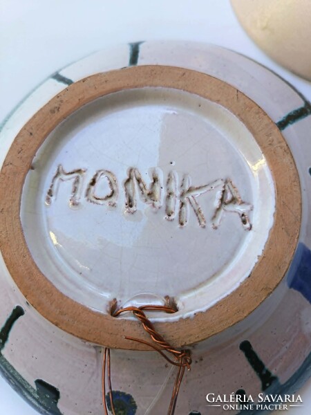 Prémium Kék Kerámia Szett: Mosonyi Mária (15 cm) & Laborcz Mónika (19 cm) falitálak