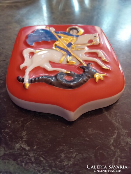 Sárkányölő Szent György - orosz Dimitrovszkij Verbilki porcelán falidísz