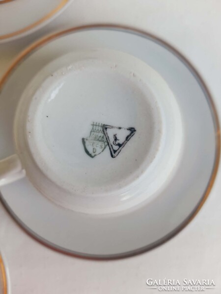 Zsolnay 5 szemelyes aranyszegelyes teas szett