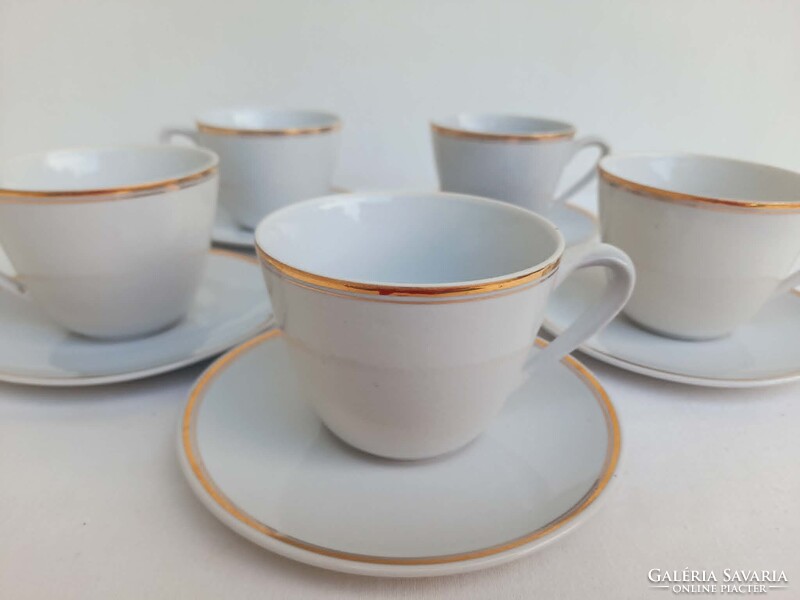 Zsolnay 5 szemelyes aranyszegelyes teas szett
