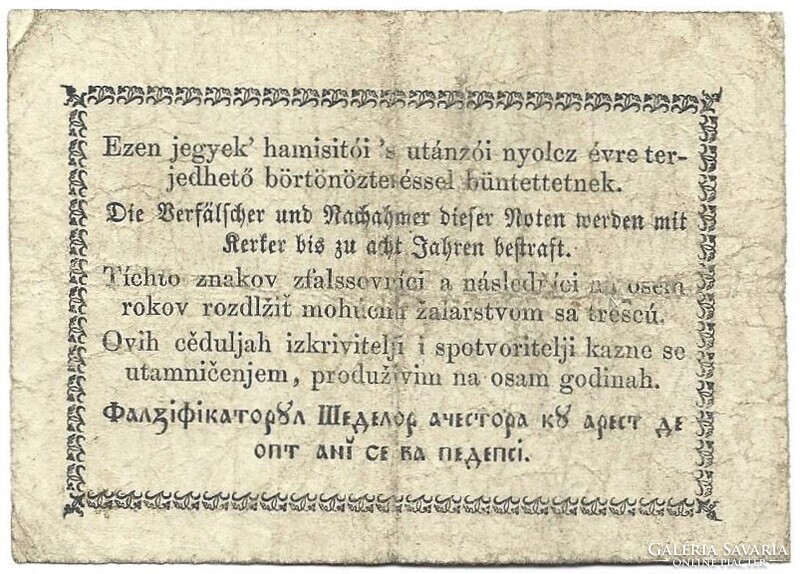 15 tizenöt pengő krajczárra krajcárra 1849 Kossuth bankó 2.