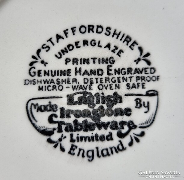 Staffordshire Ironstone Tableware angol jelenetes barna porcelán kistányér süteményes tányér