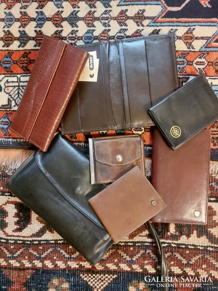 Vintage men's leather bag, document wallets, coin purses, card holders