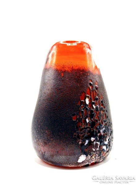 Ritka muránói Fat Lava stílusú üvegváza – 16 cm