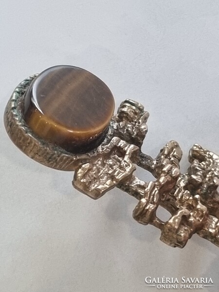 Pentti Sarpaneva finn brutalista design nyaklánc, tigrisszemmel- '70- es évek
