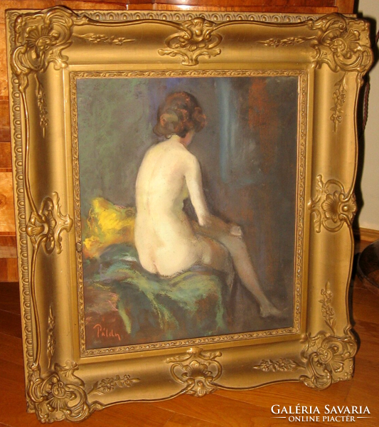 GARANTÁLTAN EREDETI CSODÁS PÁLDY ZOLTÁN /1884-1939/ NŐI AKT : VÁRAKOZÁS