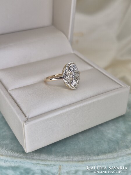 Art deco antik arany gyűrű brillekkel cca 0.22 ct