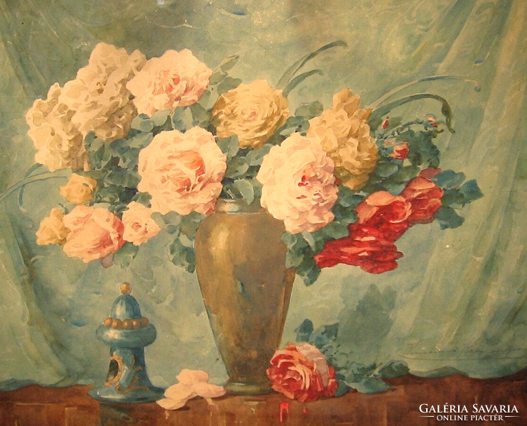 GARANTÁLTAN EREDETI CSODÁS KOMÁROMI KACZ ENDRÉNÉ / 1883-1954 / VIRÁGCSENDÉLET