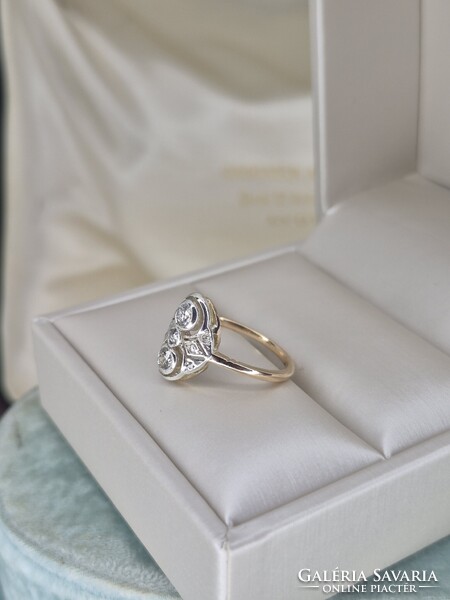 Art deco antik arany gyűrű brillekkel cca 0.22 ct