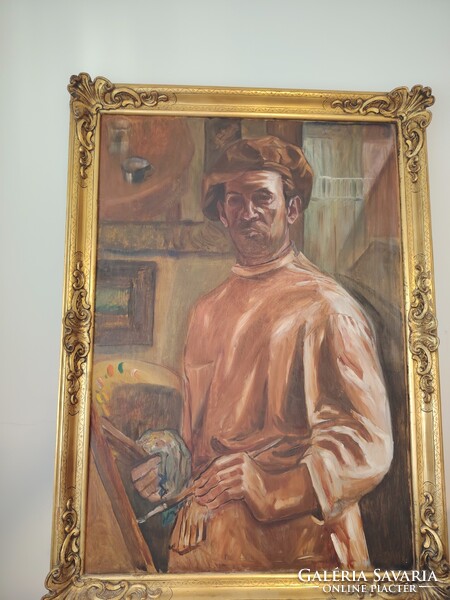Varga Ferenc(1906-1989) festő szobrász önarcképe.Bory Jenő tanítványa.Munkái megtalálhatók világszer