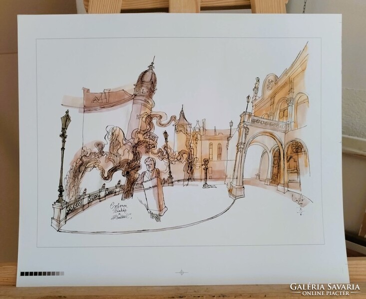 (K) László Ákos kétoldalas litográfiája 42x35 cm a teljes lap