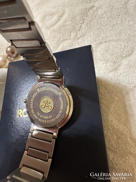 Romanson Tulip retro/vintage karcmentes női karóra (Zafír üveg, 23K aranyozás) + Gyári doboz
