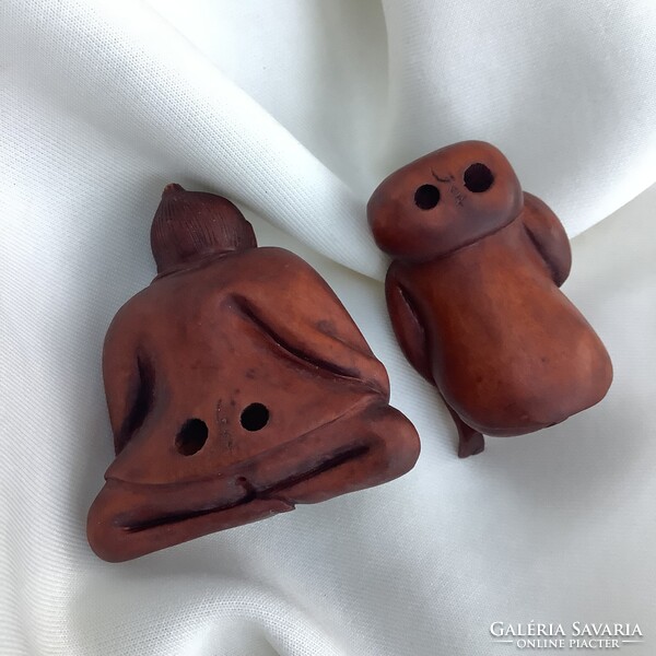 Akt szobor erotikus netsuke necuke japán Gésa Szamuráj shunga faragás fa miniatűr meztelen nő szex
