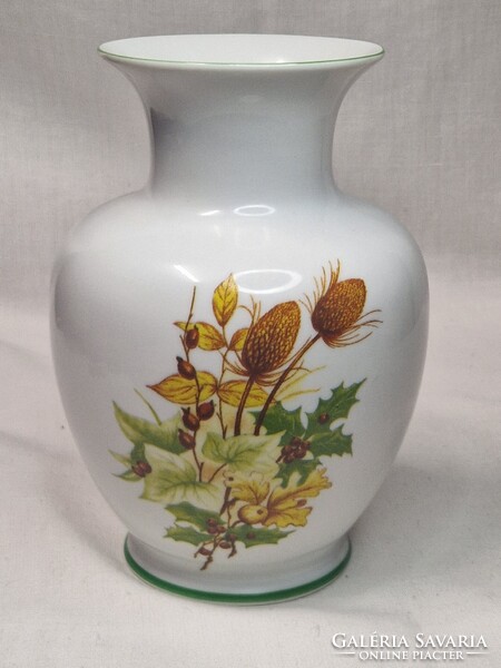 Régi Hollóházi őszi csokor mintás porcelán váza hibátlan állapotban 17,5 cm. magas