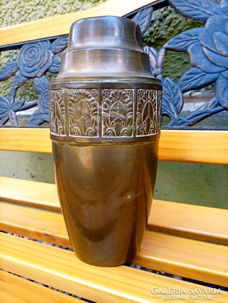 Antik Gebrüder Bing Nürnberg szecessziós réz váza ritka jelzéssel(1919-1923)