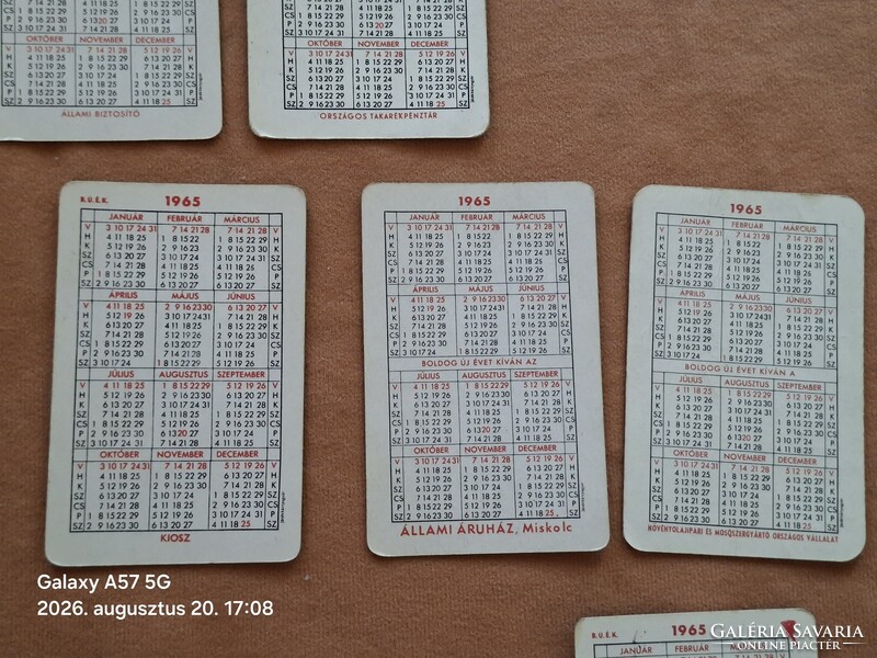 Kártyanaptár 1965 évek !  16 db  !