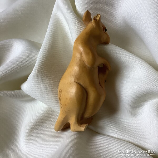 Kenguru babájával Fa Állat japán netsuke necuke Miniatűr fafaragás Feng Shui Kínai Keleti Horoszkóp
