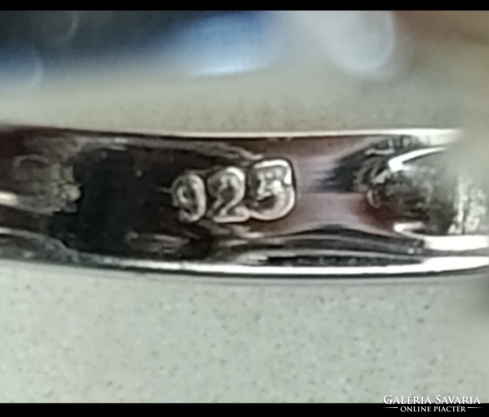 Sterling /925 finomság/ ezüstgyűrű ,ovális csiszolt füstkvarc ,és citrin berakással  51 méret