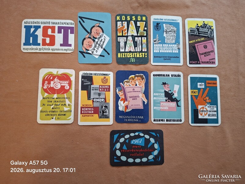 Kártyanaptár 1961 évek !  11 db  !
