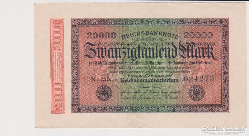Német Birodalom 20000 márka 1923  VF   ropogós  bankjegy