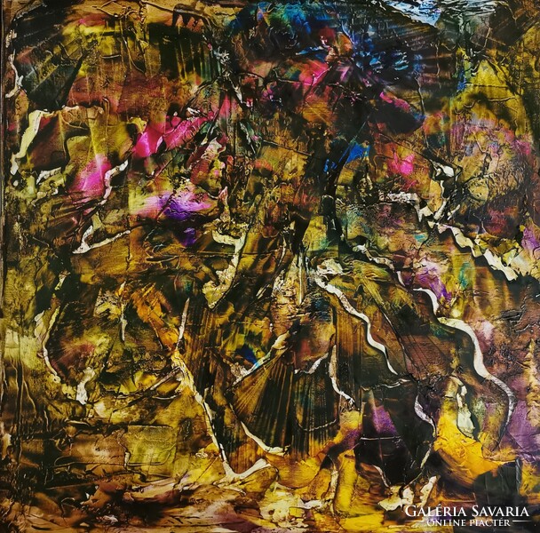 Baján Ildikó painting 80 x 80 cm. Ancient vision.