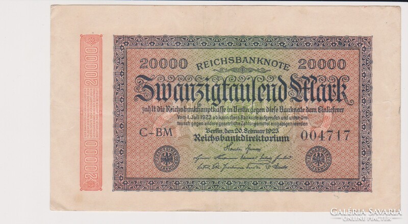 Német Birodalom 20000 márka 1923  VF   ropogós  bankjegy