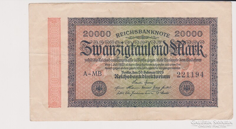 Német Birodalom 20000 márka 1923  VF   ropogós  bankjegy