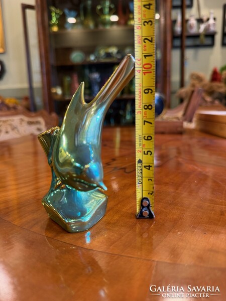 Zsolnay eozin billenő cinke - hibátlan - 10cm