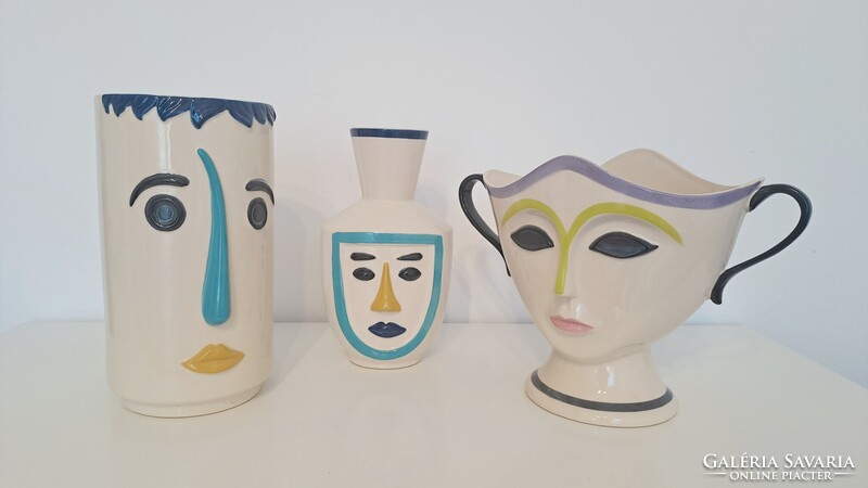 Ceramic Vase Trio with Picasso Motifs