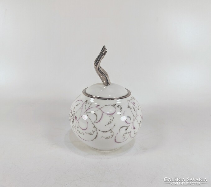 HERENDI, LOIRE MINTÁS CUKORTARTÓ DOBOZ, KÉZZEL FESTETT PORCELÁN, HIBÁTLAN ! (BT001)